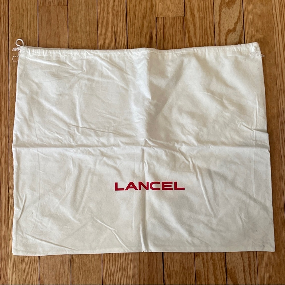 LANCEL Dust Bag 19”x 15.5” White Red Logo Boot /Handbag New Drawstring COTTON